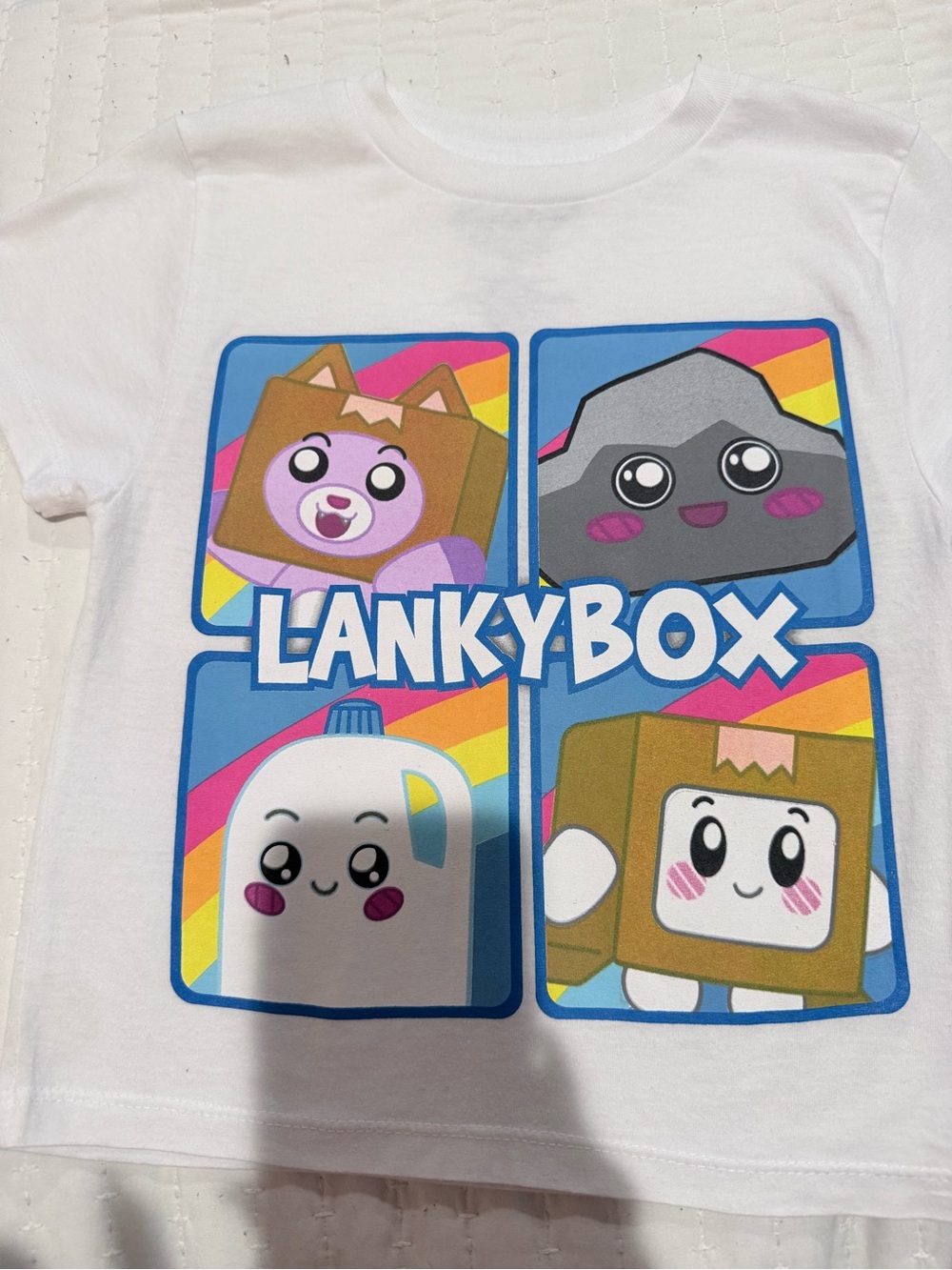 LankyBox Kids Graphic Tee - White with Colorful Characters Size XS